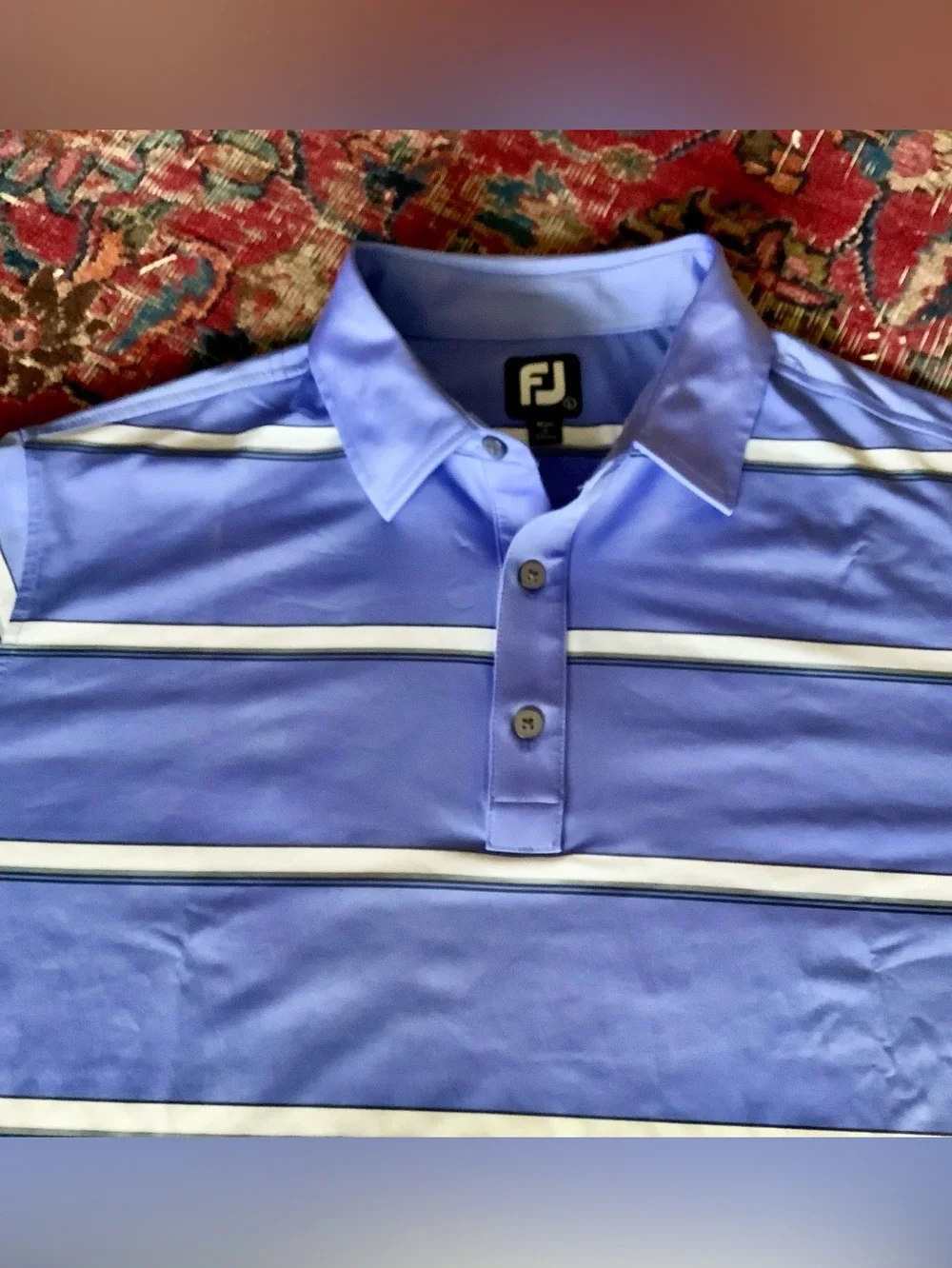FootJoy Blue Stripped Collared Golf Polo Shirt - Men’s L - EUC - Picture 3 of 7